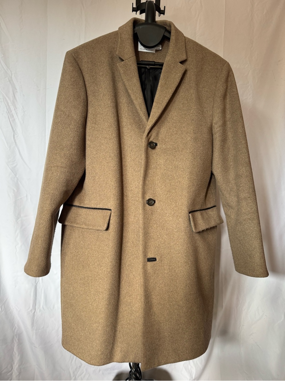 Topman Camel Single-Breasted Wool-Blend Pea Coat